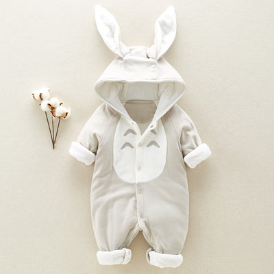 Winter Baby Romper – Thick Cotton Hooded Onesie for Newborns & Infants