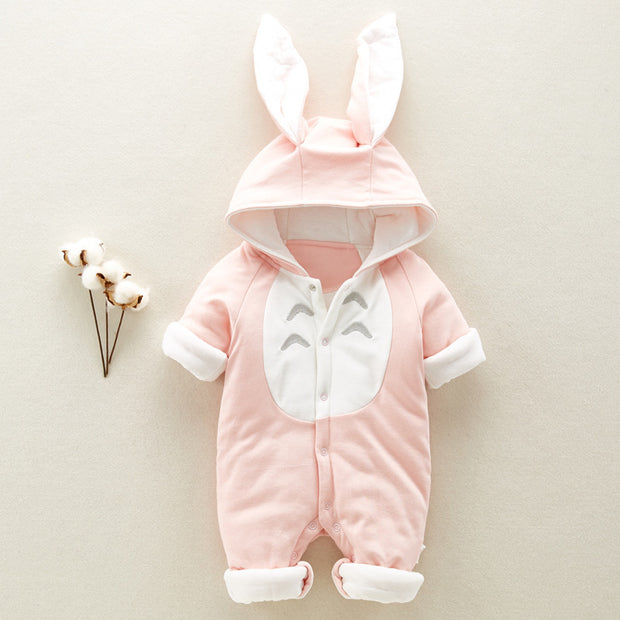 Winter Baby Romper – Thick Cotton Hooded Onesie for Newborns & Infants