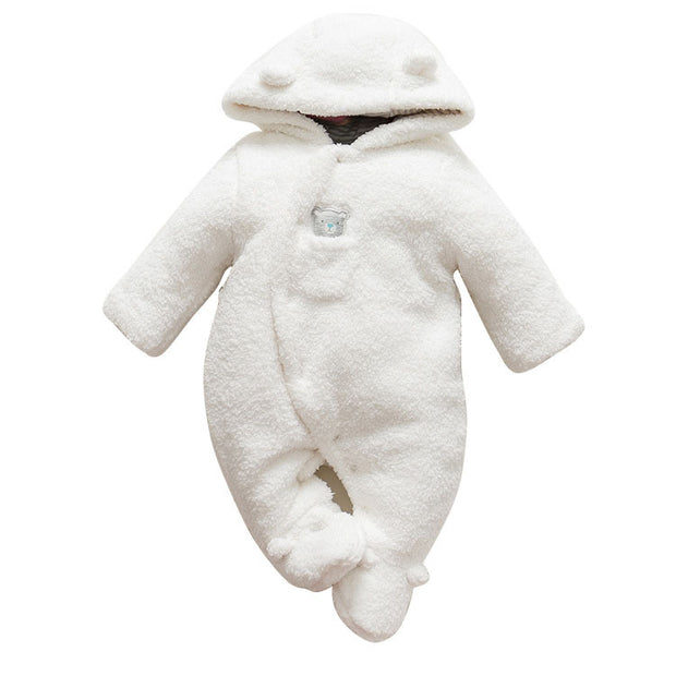 Lamb-Style Winter Baby Romper – Thick Cotton Padded Onesie for Newborns
