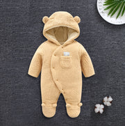 Lamb-Style Winter Baby Romper – Thick Cotton Padded Onesie for Newborns