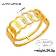 Gold-Plated Geometric Bracelet – Titanium Steel Diamond-Inspired Fashion Jewelry