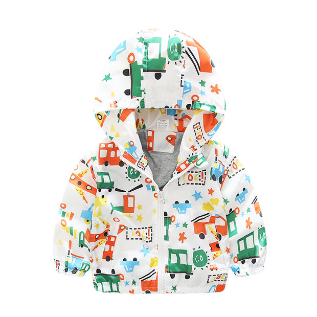 Baby Boy Windbreaker Jacket – Airplane Print Lightweight Coat