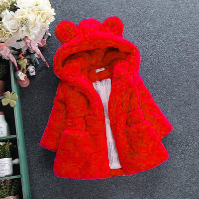 Girls Faux Fur Winter Coat – Warm Fluffy Jacket for Toddlers & Kids