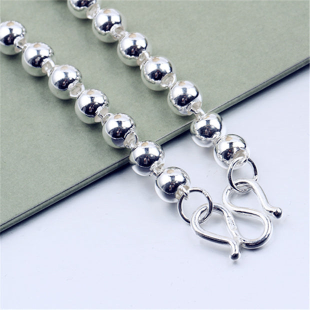 Silver Beaded Necklace – Minimalist Round Bead Chain for Women & Men