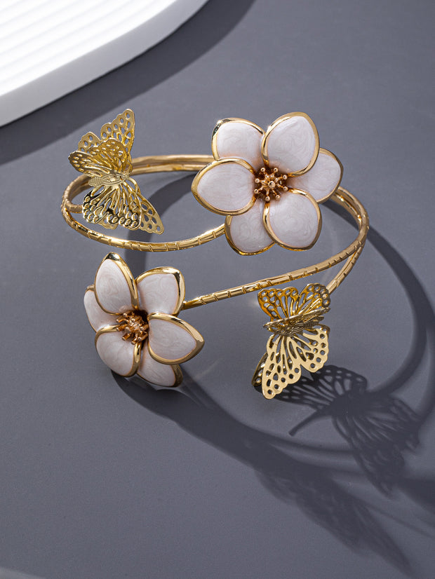 Butterfly & Flower Bangle – Trendy Women’s Cold Wind Style Bracelet