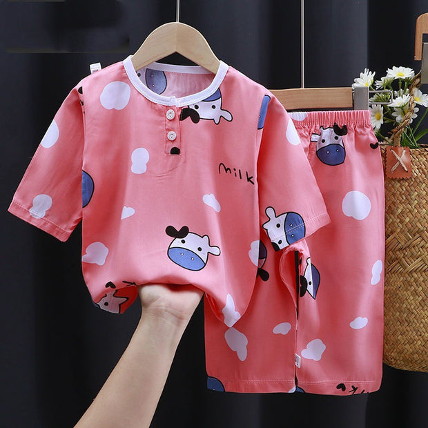 Baby Summer Outfit – Cotton Silk Air-Conditioning Shirt for Boys & Girls