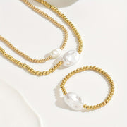 Gold Layered Jewelry Set – Handmade Necklace & Bracelet Duo for Everyday Elegance