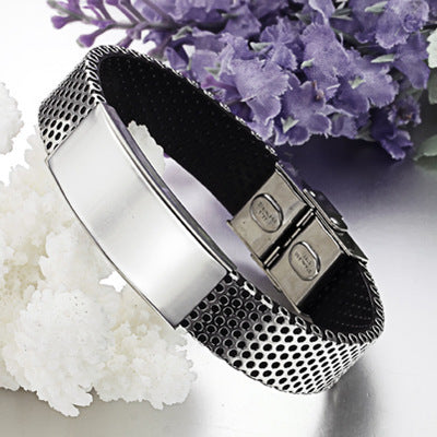 Men’s Leather Bracelet – Titanium Steel Clasp Cuff for Casual & Formal Wear