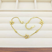 Adjustable Gold-Plated Flower Bracelet – Korean-Style Fashion Jewelry for Women