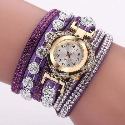 Heart-Shaped Diamond Dial Bracelet – Multi-Color Fashion Watch for Women