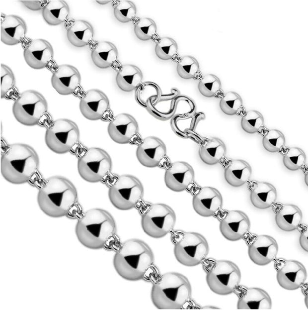 Silver Beaded Necklace – Minimalist Round Bead Chain for Women & Men