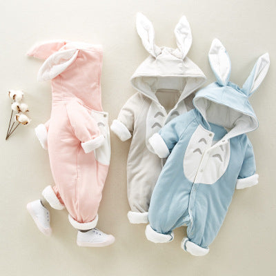 Winter Baby Romper – Thick Cotton Hooded Onesie for Newborns & Infants