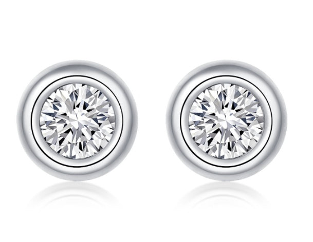 Sterling Silver Moissanite Jewelry Set – Round-Cut S925 Necklace & Earrings