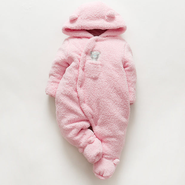 Lamb-Style Winter Baby Romper – Thick Cotton Padded Onesie for Newborns