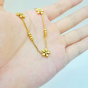 Adjustable Gold-Plated Flower Bracelet – Korean-Style Fashion Jewelry for Women