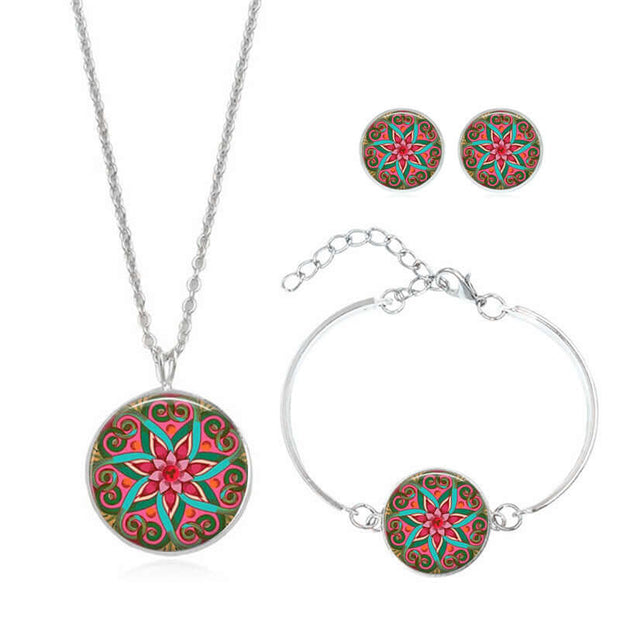 Mandala Flower Gemstone Necklace