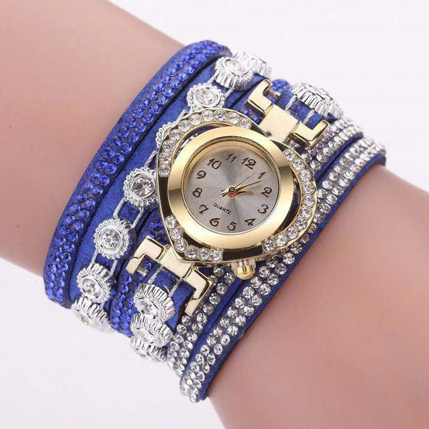 Heart-Shaped Diamond Dial Bracelet – Multi-Color Fashion Watch for Women