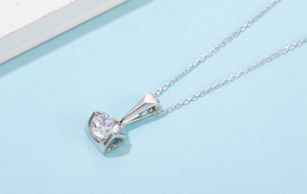 S925 Moissanite Jewelry Set – Sterling Silver Stud Earrings & Pendant Necklace
