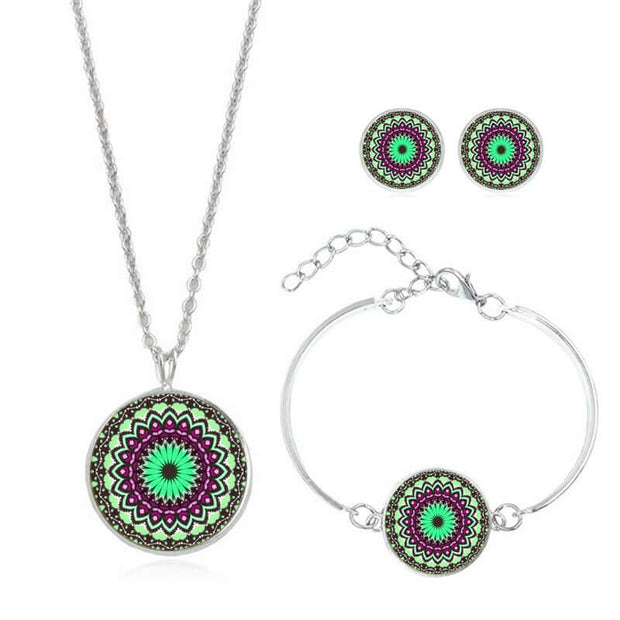 Mandala Flower Gemstone Necklace