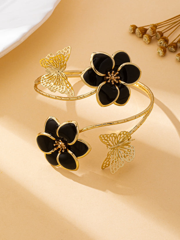 Butterfly & Flower Bangle – Trendy Women’s Cold Wind Style Bracelet