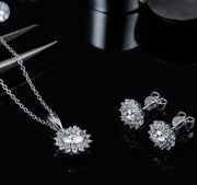 925 Sterling Silver Jewelry Set – Necklace, Earrings & Bracelet Trio