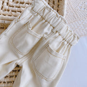 Baby High Waist Soft Jeans – Solid Color Casual Denim Pants