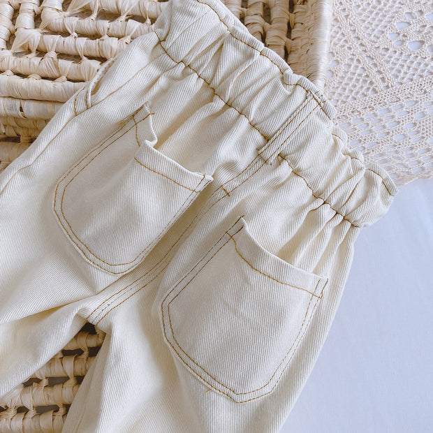 Baby High Waist Soft Jeans – Solid Color Casual Denim Pants