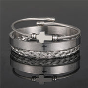 Punk Roman Bracelet Set – Titanium Steel Fashion Jewelry with Bold Personality