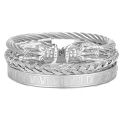 Punk Roman Bracelet Set – Titanium Steel Fashion Jewelry with Bold Personality