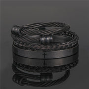 Punk Roman Bracelet Set – Titanium Steel Fashion Jewelry with Bold Personality