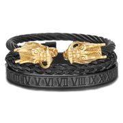 Punk Roman Bracelet Set – Titanium Steel Fashion Jewelry with Bold Personality