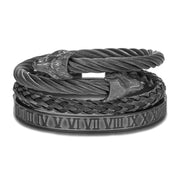 Punk Roman Bracelet Set – Titanium Steel Fashion Jewelry with Bold Personality