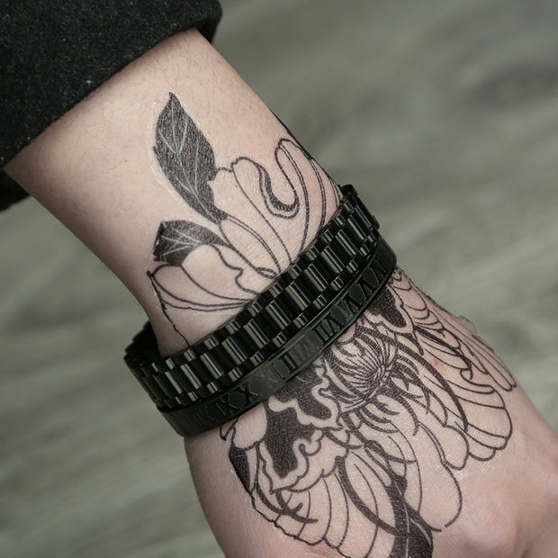 Punk Roman Bracelet Set – Titanium Steel Fashion Jewelry with Bold Personality