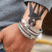 Punk Roman Bracelet Set – Titanium Steel Fashion Jewelry with Bold Personality