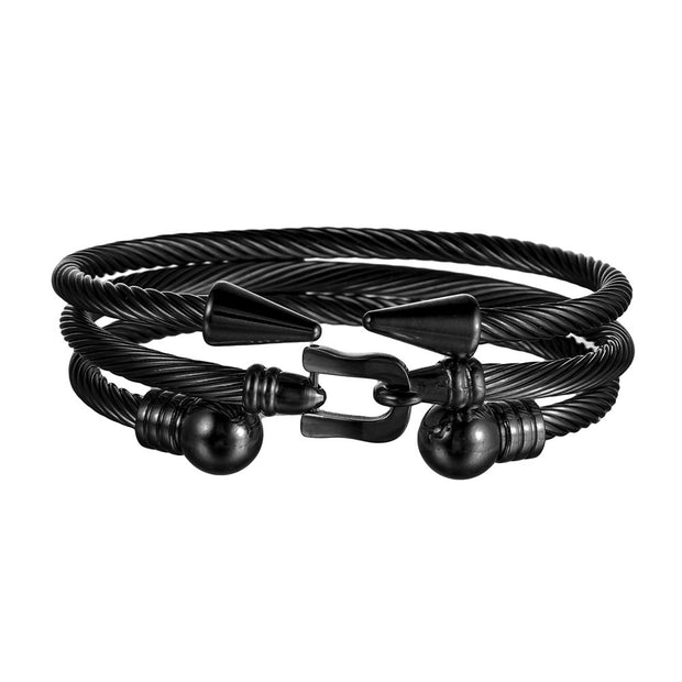 Punk Roman Bracelet Set – Titanium Steel Fashion Jewelry with Bold Personality