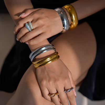 Polished Titanium Steel Bracelet – Sleek Women’s Fashion Jewelry