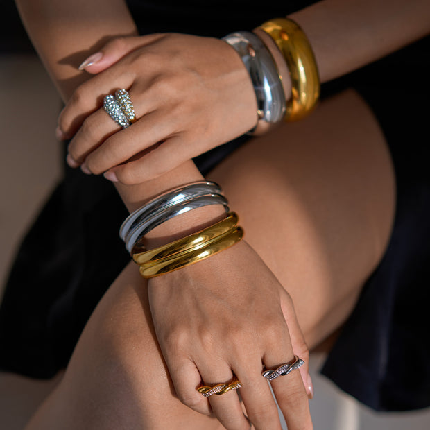 Polished Titanium Steel Bracelet – Sleek Women’s Fashion Jewelry