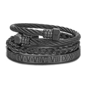 Punk Roman Bracelet Set – Titanium Steel Fashion Jewelry with Bold Personality