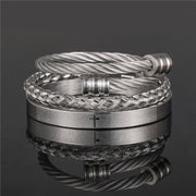 Punk Roman Bracelet Set – Titanium Steel Fashion Jewelry with Bold Personality