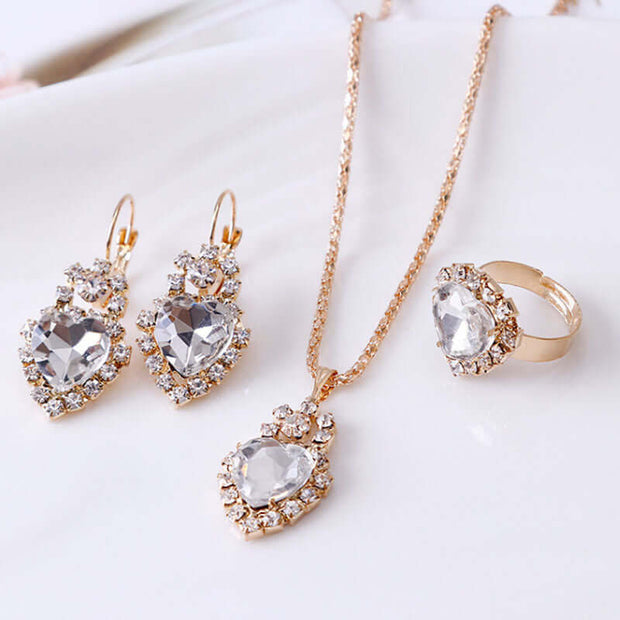 Water Drop Rhinestone Jewelry Set for Women