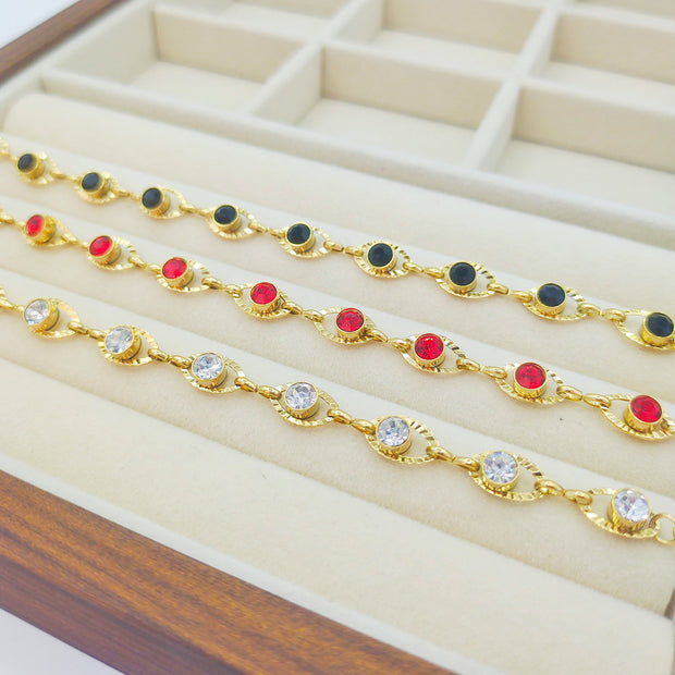 Candy Color Crystal Bracelet – Stainless Steel Fashion Jewelry for Women