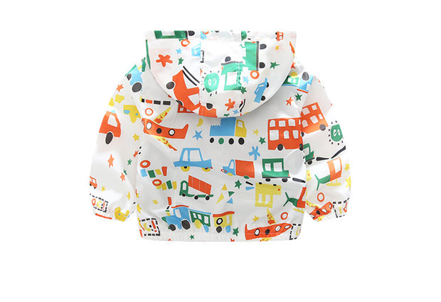 Baby Boy Windbreaker Jacket – Airplane Print Lightweight Coat