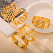 Gold-Plated Geometric Bracelet – Titanium Steel Diamond-Inspired Fashion Jewelry