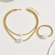 Gold Layered Jewelry Set – Handmade Necklace & Bracelet Duo for Everyday Elegance