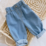 Baby High Waist Soft Jeans – Solid Color Casual Denim Pants