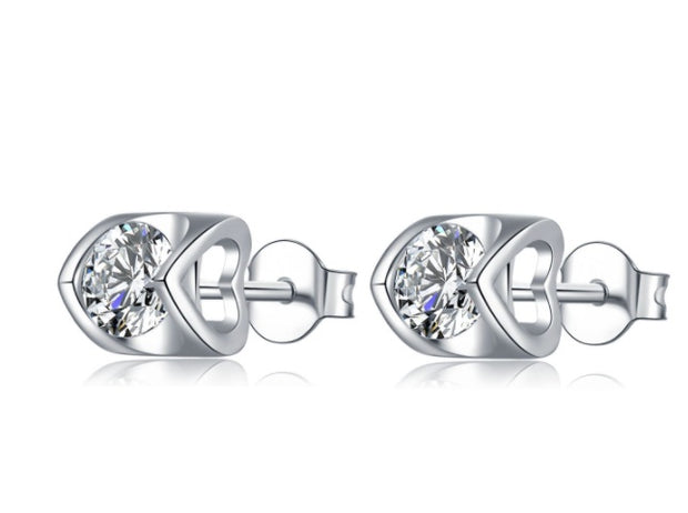 S925 Moissanite Jewelry Set – Sterling Silver Stud Earrings & Pendant Necklace