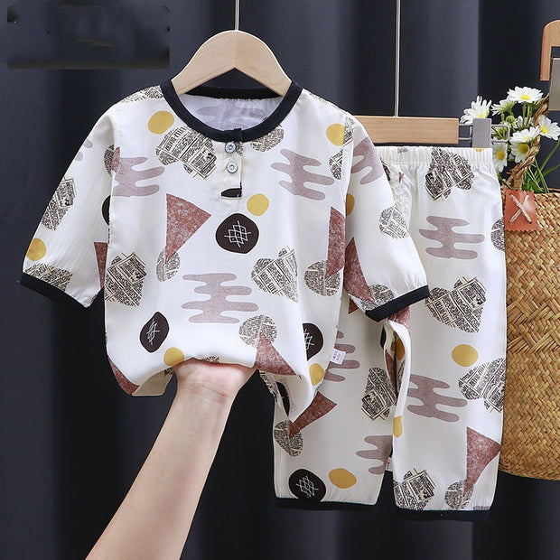 Baby Summer Outfit – Cotton Silk Air-Conditioning Shirt for Boys & Girls