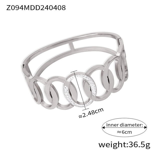 Gold-Plated Geometric Bracelet – Titanium Steel Diamond-Inspired Fashion Jewelry
