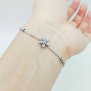 Adjustable Gold-Plated Flower Bracelet – Korean-Style Fashion Jewelry for Women