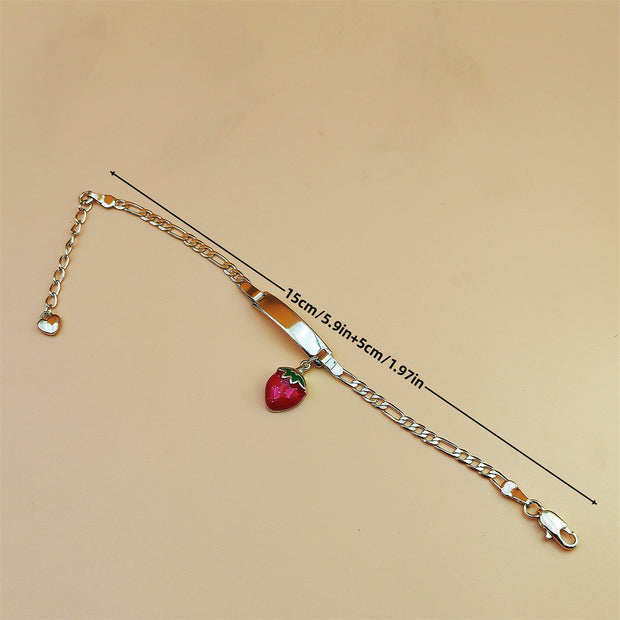 Kids' Strawberry Bracelet – 14K Gold-Plated Copper Bangle with Cute Curved Design